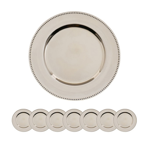Plastic Charger Plate (Set of 8) - Silver