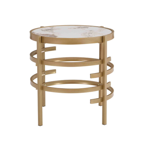 Round Table With Sintered Stone Top And Sturdy Metal Frame