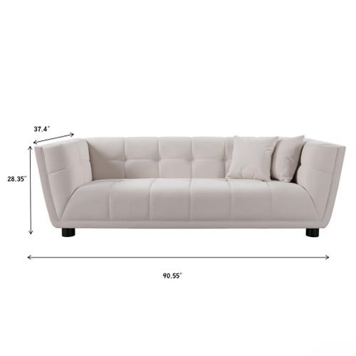 Mid-Century Modern Style Sofa With Velvet Fabric And Solid Wood Feet For 2 People