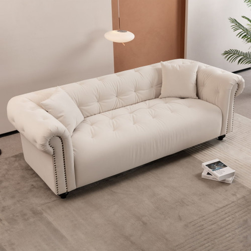 Vintage Medieval Style Sofa, Chesterfield Design, With 2 Throw Pillows