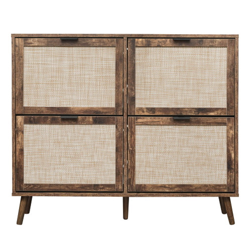 4 Door Shoe Rack, Freestanding Modern Shoe Storage Cabinet