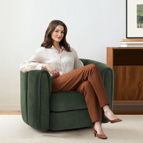 Swivel Accent Chair Wide Upholstered For Living Room