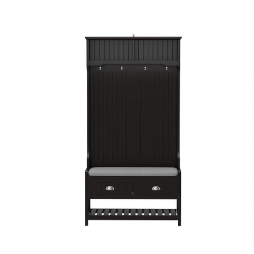 Modern 3 In 1 Hallway Hall Tree With Storage Drawers, Coat Rack, Shoe Rack Bench And Cushion