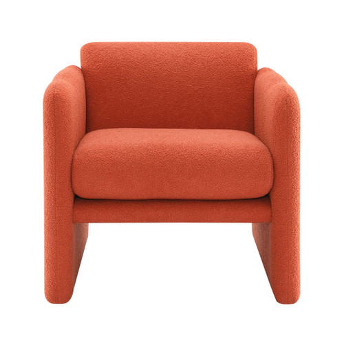 Arm Chair With Waved Arms, Metal Decoration On Both Side Arms