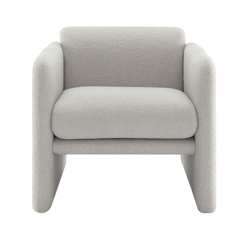 Arm Chair With Waved Arms, Metal Decoration On Both Side Arms