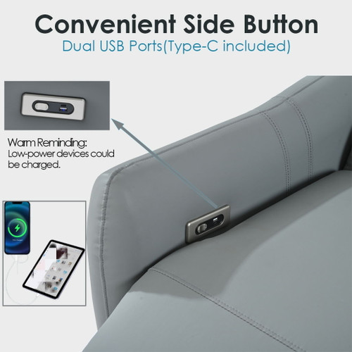 Wall Hugger Power Recliner Chair With USB Port (Type-C)
