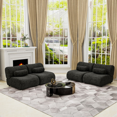 Modern L-Shaped Modular Sofa Set High Comfort Chenille Fabric