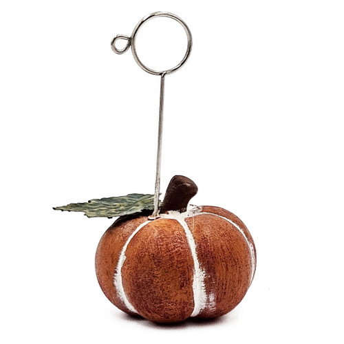 Polystone Pumpkin Name Card Holder - Orange