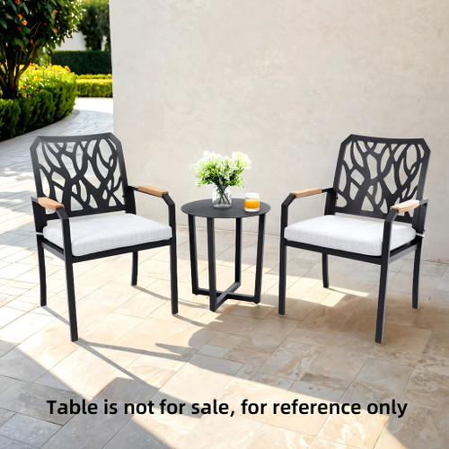 Outdoor Patio Stationary Dining Chairs With Outdoor Grade Sunbrella Cushions, Branch Like Backrest (Set of 2) - Bourbon Brown