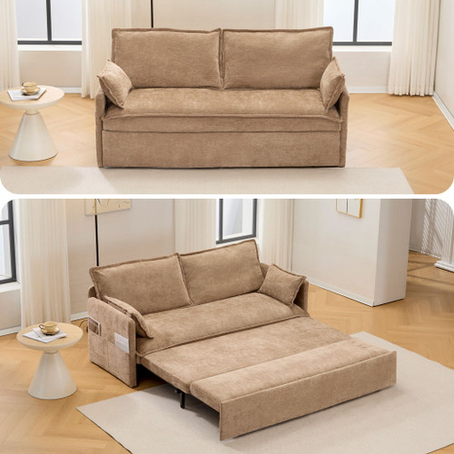 Pull Out Sofa Bed, Corduroy Convertible Sleeper Sofa Couch, Side Storage, And USB / C - Type Charging Ports Chair