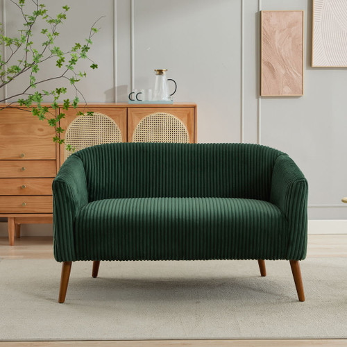 Modern Loveseat Couch Sofa With Corduroy Upholstery, 2 Seat