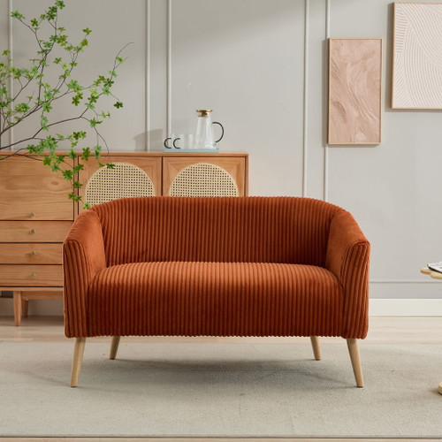 Modern Loveseat Couch Sofa With Corduroy Upholstery, 2 Seat