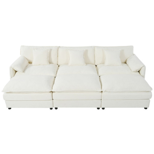 Modern Comfy Deep Seat Modular Sectional Sofa Cloud Couch With Ottoman