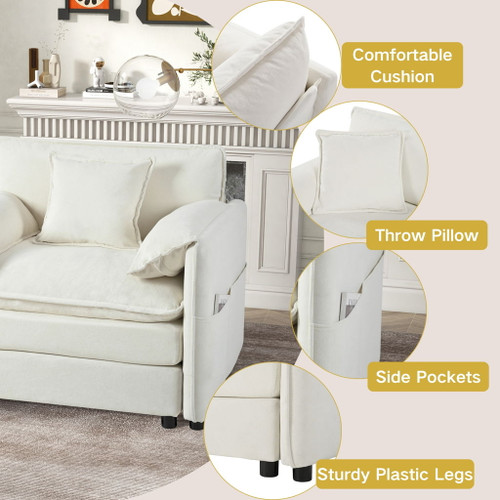 Modern Comfy Deep Seat Modular Sectional Sofa Cloud Couch With Ottoman