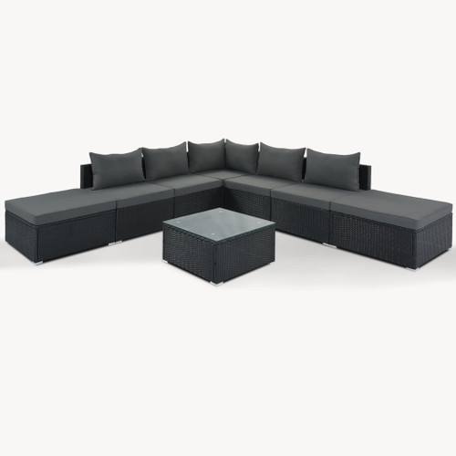 8 Pieces Outdoor Patio Furniture Conversation Wicker Sofa Set