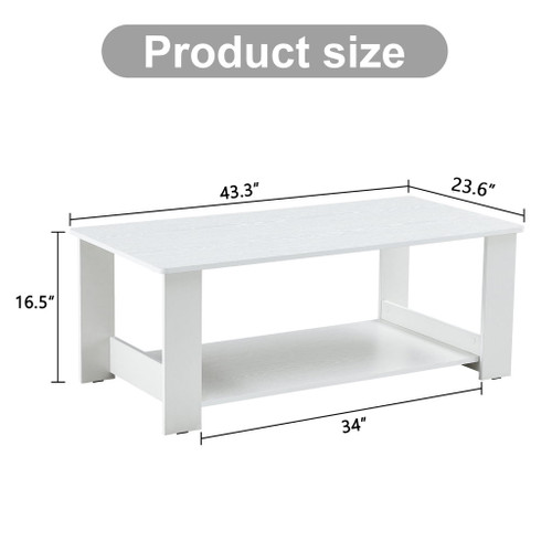 Simple White Textured Coffee Table, Material, Living Room Furniture With Storage Space, Nordic Minimalist Design - White