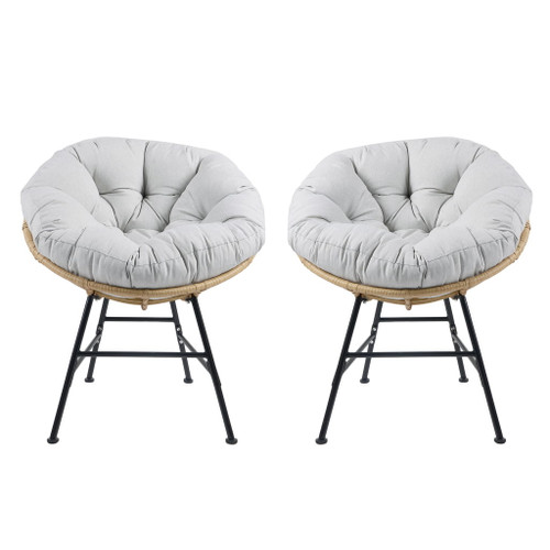 Palos - Outdoor Wicker Lounge Chair (Set of 2) - Brown / Light Gray