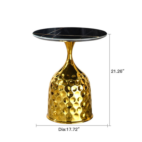 Nordic Style Iron Round Tray Coffee Table Carbon Steel - Gold