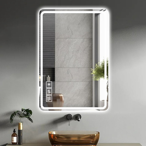 LED Bathroom Mirror, Anti Explosion Glass, Rust Resistant, Anti Fog, Tri Color