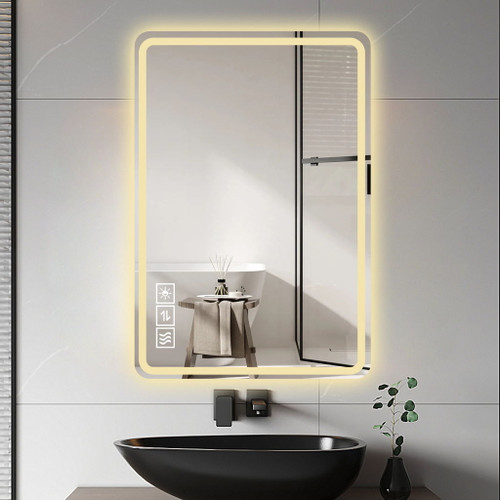 LED Bathroom Mirror, Anti Explosion Glass, Rust Resistant, Anti Fog, Tri Color