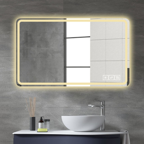 LED Bathroom Mirror, Anti Explosion Glass, Rust Resistant, Anti Fog, Tri Color