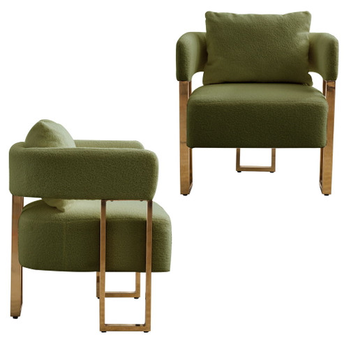 Modern Decorative Chair Teddy Fleece Upholstered And Metal Foot