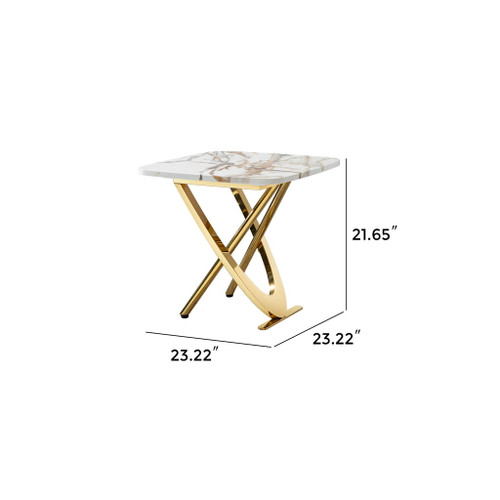 Contemporary Marble Pattern Top Table With Stainless Steel Base