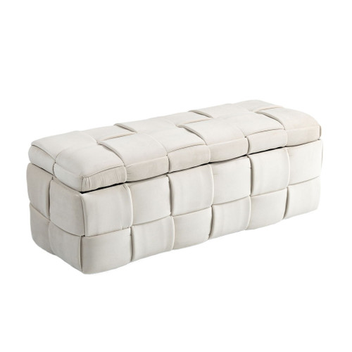 Upholstered Storage Ottoman With Safety Hinge