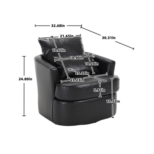 Modern Barrel Comfy Round Accent Sofa Chair, 360 Degree Swivel
