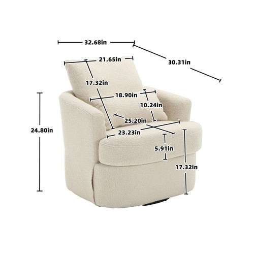 Modern Barrel Comfy Round Accent Sofa Chair, 360 Degree Swivel