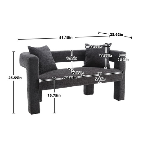 Modern Chenille Loveseat Sofa, Comfy Upholstered 2 Seater