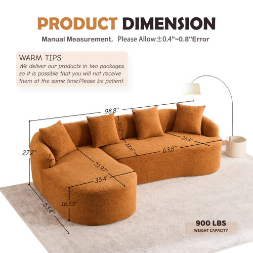 Combined Sofa With 4 Pillows