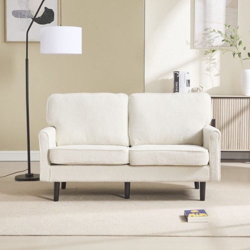 Mid Century Modern Loveseat Sofa With USB Ports, Removable Pillow Cover