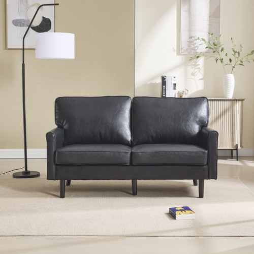 Mid Century Modern Loveseat Sofa With USB Ports, Removable Pillow Cover