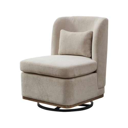 Wide Modern Cushioned Armless Metal Base 360° Swivel Chair With Pillow