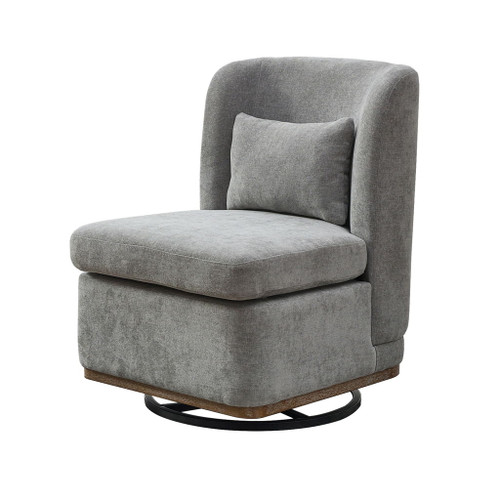 Wide Modern Cushioned Armless Metal Base 360° Swivel Chair With Pillow