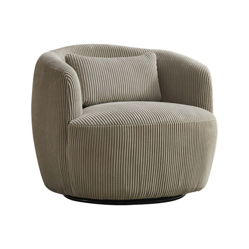 Wide Upholstered 360° Swivel Barrel Soft Chair With Pillow