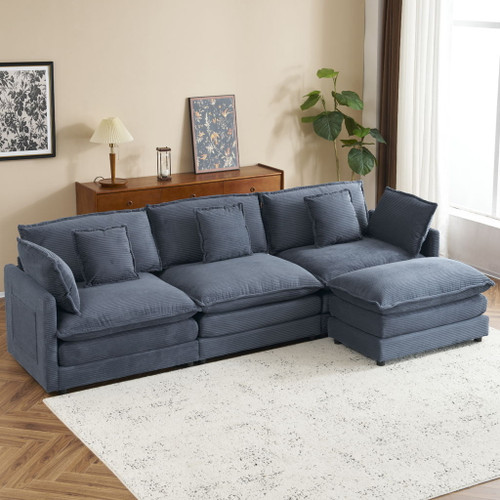 Modern Modular Sectional Sofa With Side Storage Pockets For Living Room
