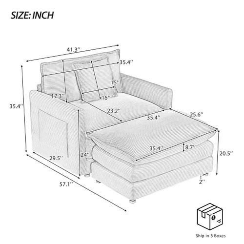 Modern Modular Sofa With Side Storage Pockets For Living Room