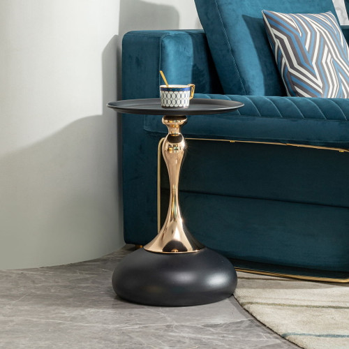 Modern Round Side Table For Small Spaces With Carbon Steel Construction