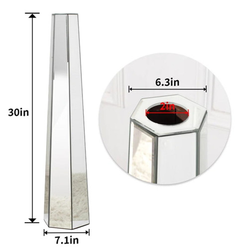 Handmade Glass Floor Vase - Silver