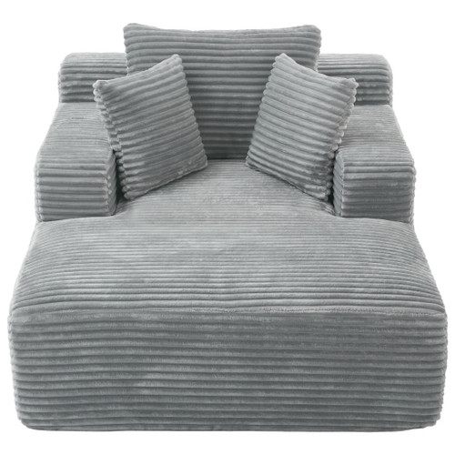 Modern Full Compressed Chaise Lounge Sofa Bed With Removable Pillows, Upholstered - Gray