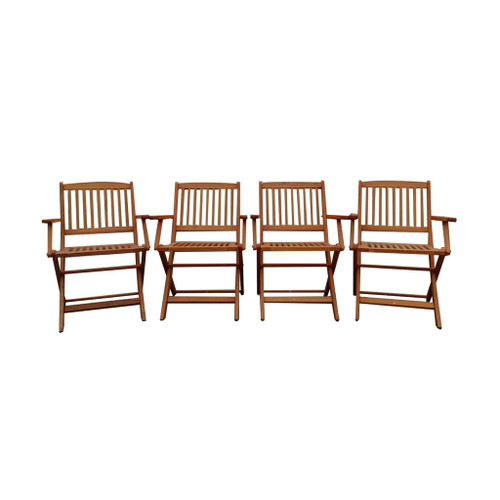 Foldable Patio Dining Set With 4 Folding Chairs For Indoor And Outdoor Use - Teak