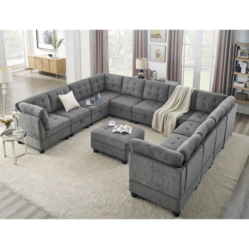 Modern Style 2400V S Gy Sectional Sofa With Modular Design - Gray
