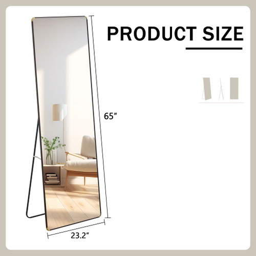 4th Generation Floor Standing Full Length Mirror, Wall Mounted Glass - Transparent
