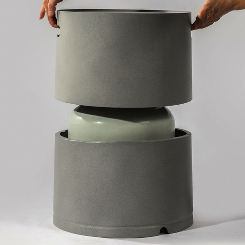Steel Propane Tank Cover Round Tank Holder Hide Away Side Table - Gray