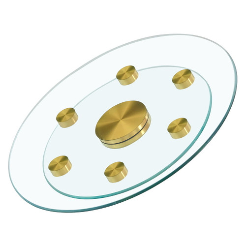 Double Layer Rotatable Round Glass Plate - Gold / Transparent