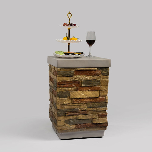 Outdoor Propane Tank Holder Fire Pit Cover Side Table Lightweight Concrete - Sandstone