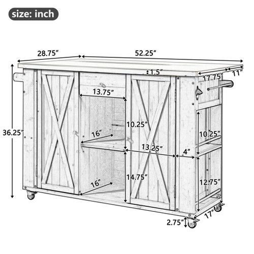 Outdoor Kitchen Island With Stainless Steel Top, Ample Storage Space, Towel And Spice Racks And A Bottle Opener