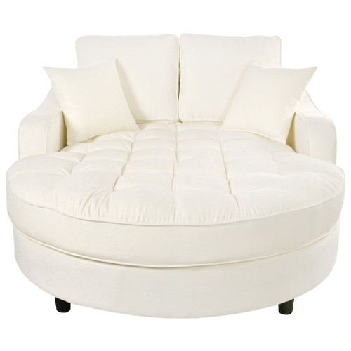 Modern Chaise Lounge Upholstered Sofa Couch With Tufted Seat And Detachable Pillows For Living Room